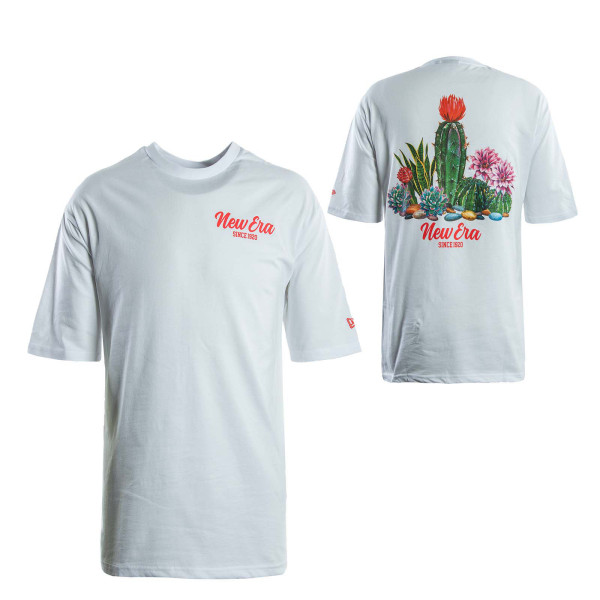 Herren T-Shirt - Cactus Graphic Oversized - White