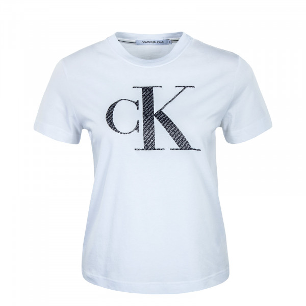 Damen T-Shirt - Satin Bonded Filled CK White AOP - White