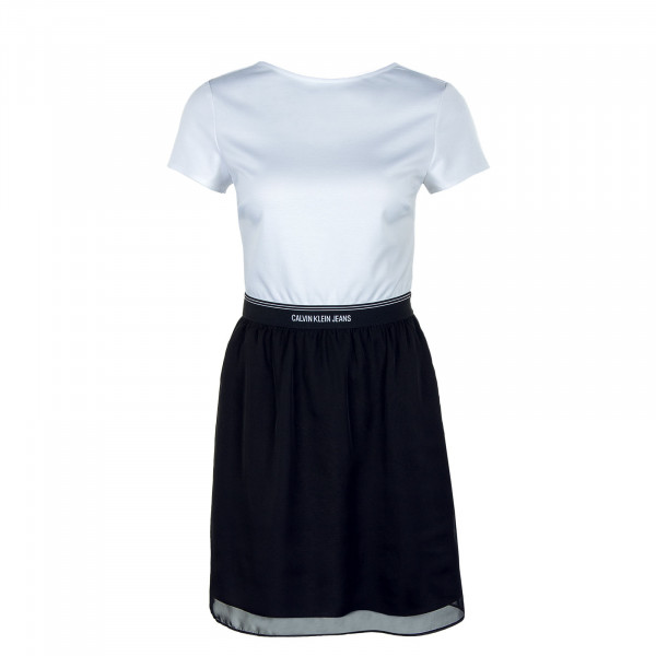 Damen Kleid - Logo Waistband Dress - Bright White / Black