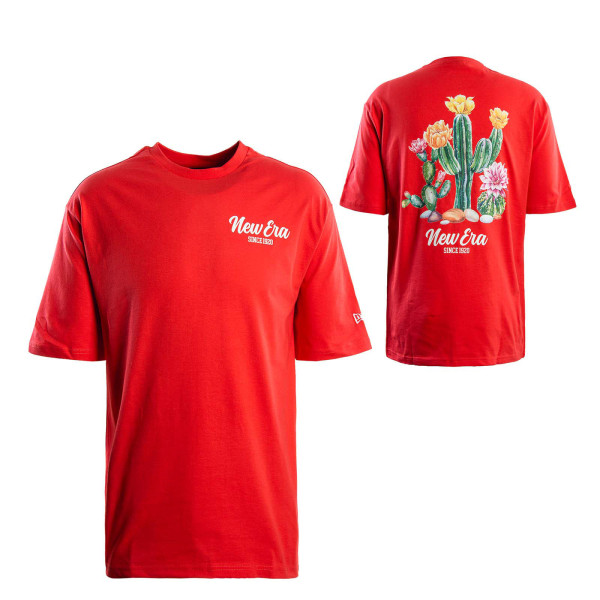Damen T-Shirt - Cactus Graphic Oversized - Red